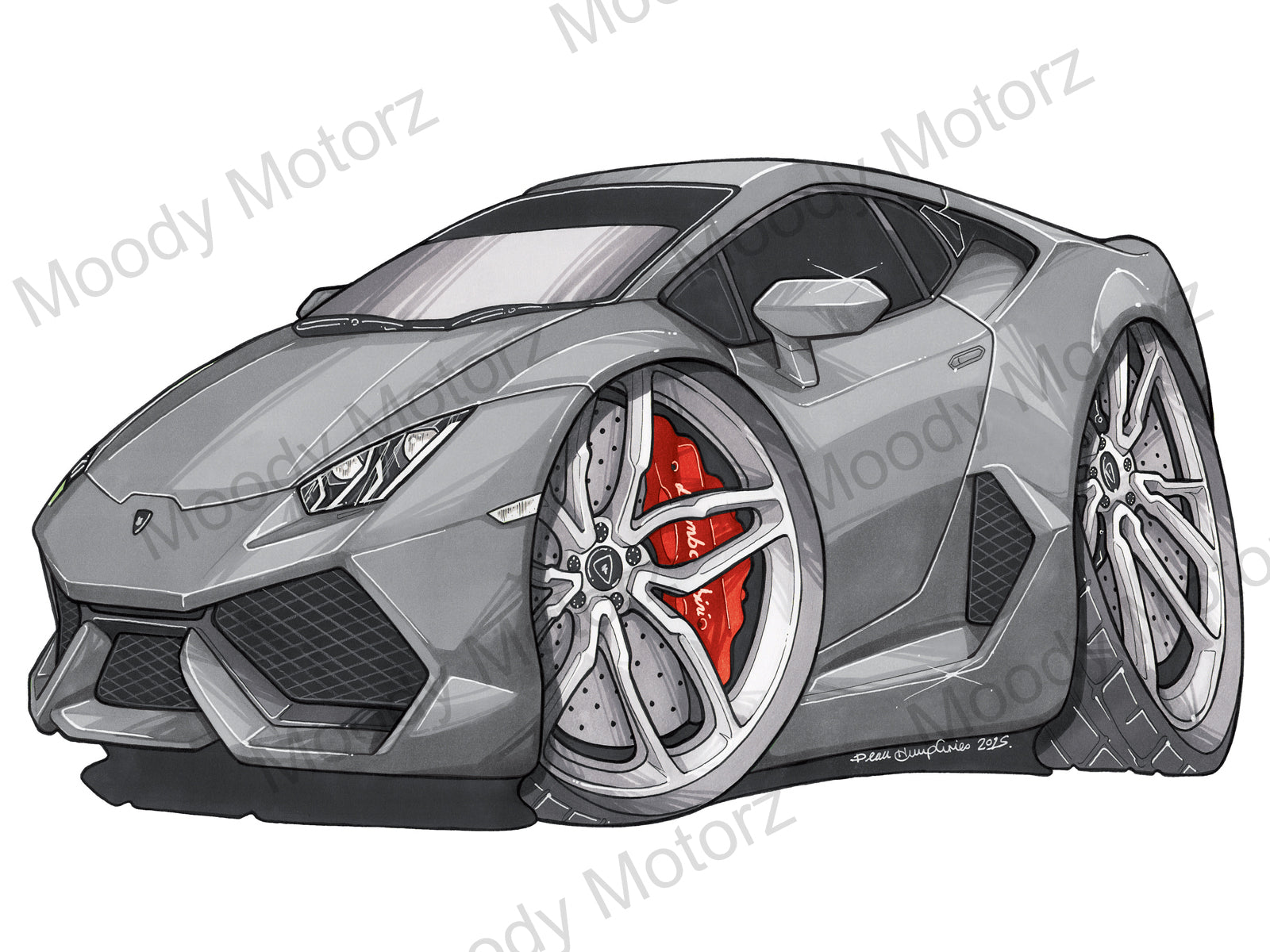 Lamborghini Huracan Sports Car Cartoon Caricature Personalised! | Moody  Motorz