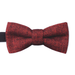 Red herringbone bow tie made in England
