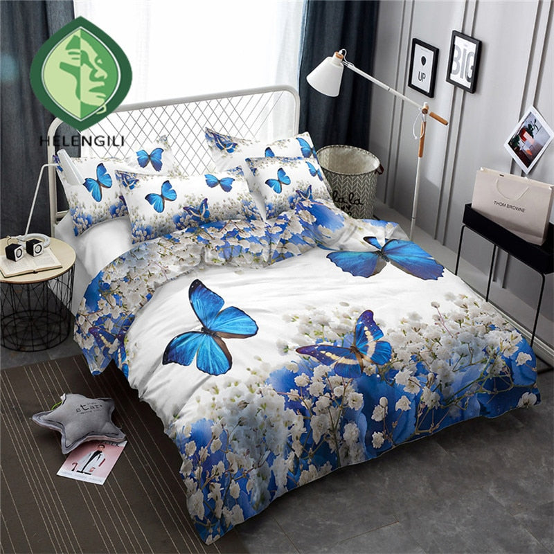 3d Bedding Set Flowers Butterflies Print Duvet Cover Set