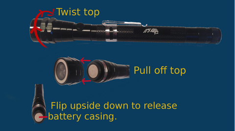 Extendible Magnetic Flashlight w/ MIRROR