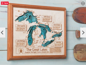 Custom 3D 24" x 30" Wood Lake Map