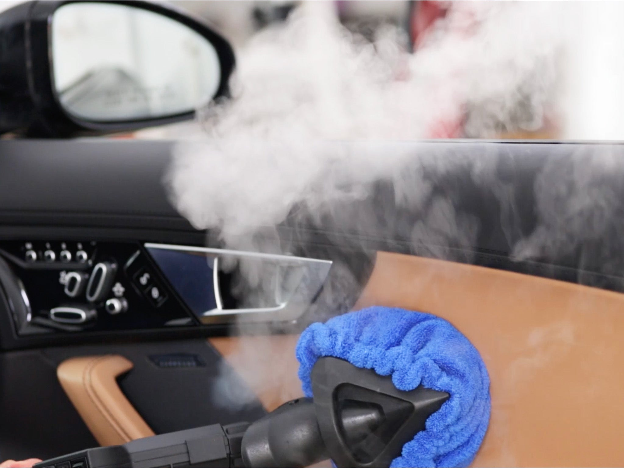 A Specialist Cleans a Car Interior with a Steam Cleaner Stock Photo - Image  of service, dust: 258108940