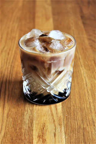 A glass of White Peruivan coffee cocktail