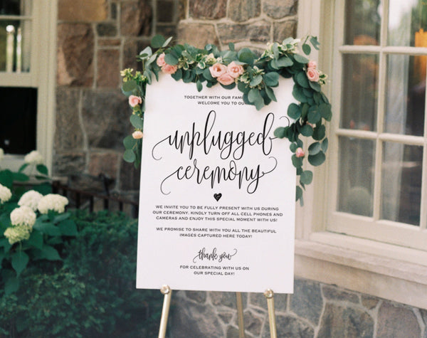 Unplugged Wedding Sign, Unplugged Ceremony Sign, Unplugged Wedding, Unplugged Sign, Wedding Unplugged, PDF Instant Download #BPB203_35 - Bliss Paper Boutique