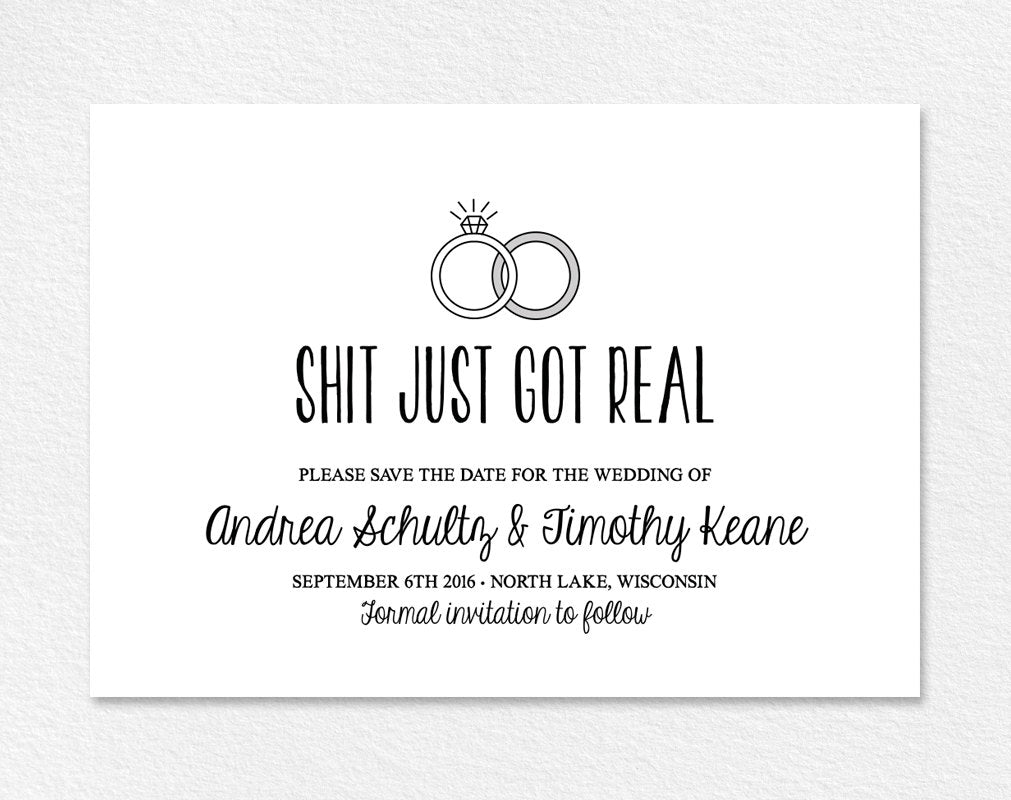 Funny Save The Date Printable Shit Just Got Real Wedding