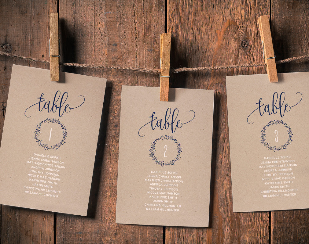 table seating cards