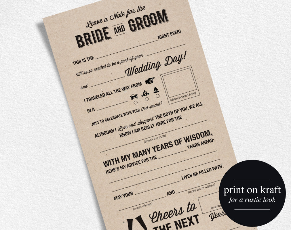 Wedding Advice Card, Mad Libs, Wedding Printable, Marriage Advice For Marriage Advice Cards Templates