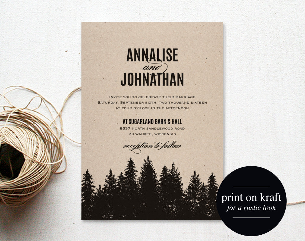 Rustic Wedding Invitation Printable Wedding Invitation Template