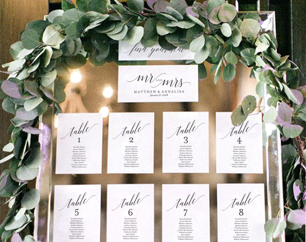 wedding seating cards