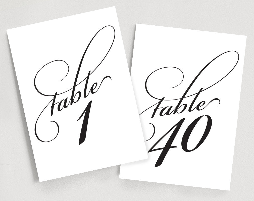 Printable Table Numbers Instant Download 1 40 Elegant Script Table N Bliss Paper Boutique