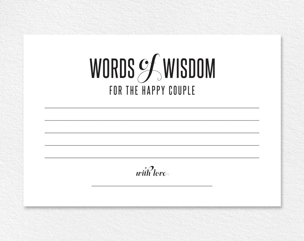 Words of Wisdom Card, Wedding Advice Card, Advice Printable Inside Marriage Advice Cards Templates