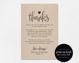 Wedding Thank You Cards, Thank You Printable, Editable Template, Kraft Printable, DIY, Printable Template, PDF Instant Download #BPB203_14 - Bliss Paper Boutique