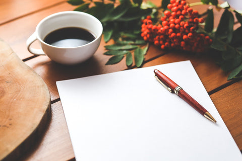 Pen and Blank Paper with Coffee