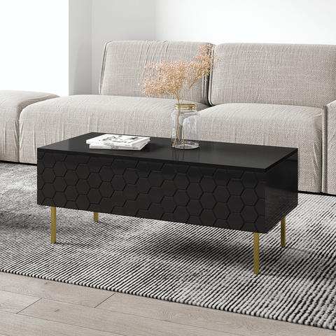 Berlioz Creations Amelie Coffee table with storage box, High gloss  white/Black, 113 x 60 x 40 cm, 100% Made in France: Buy Online at Best  Price in UAE 