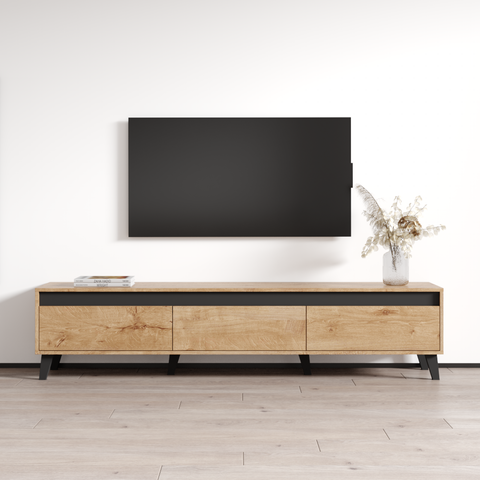 Mueble TV 120 cm cambrian con cestas de bambú Nordik