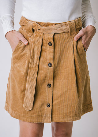 Corduroy Button Front Skirt - Hope & Henry Women