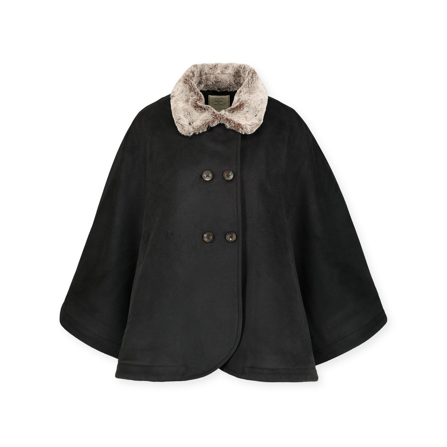 Button Front Cape with Faux Fur | Hope & Henry Women