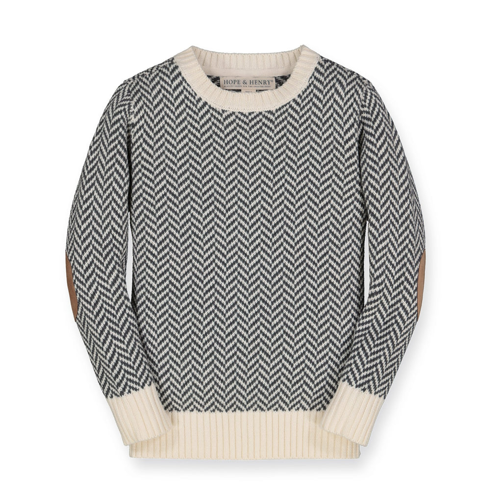 Crewneck Pullover Sweater with Elbow Patches | Hope & Henry Boy