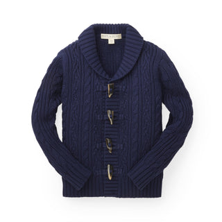 Hope & Henry Boys' Shawl Collar Cable Sweater (Navy, 3-6 Months)
