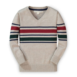 Fine Gauge V-Neck Sweater with Elbow Patches