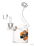 Zob Glass - 75mm Chamber Bubbler with Fixed Downstem (7.5") Orange and Black