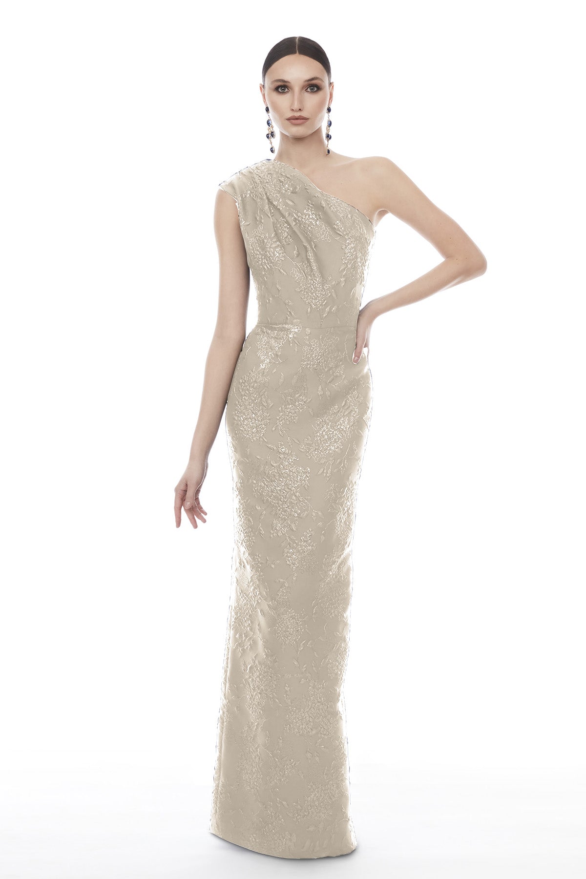 Frascara - 4349 - One Shoulder Column Evening Gown