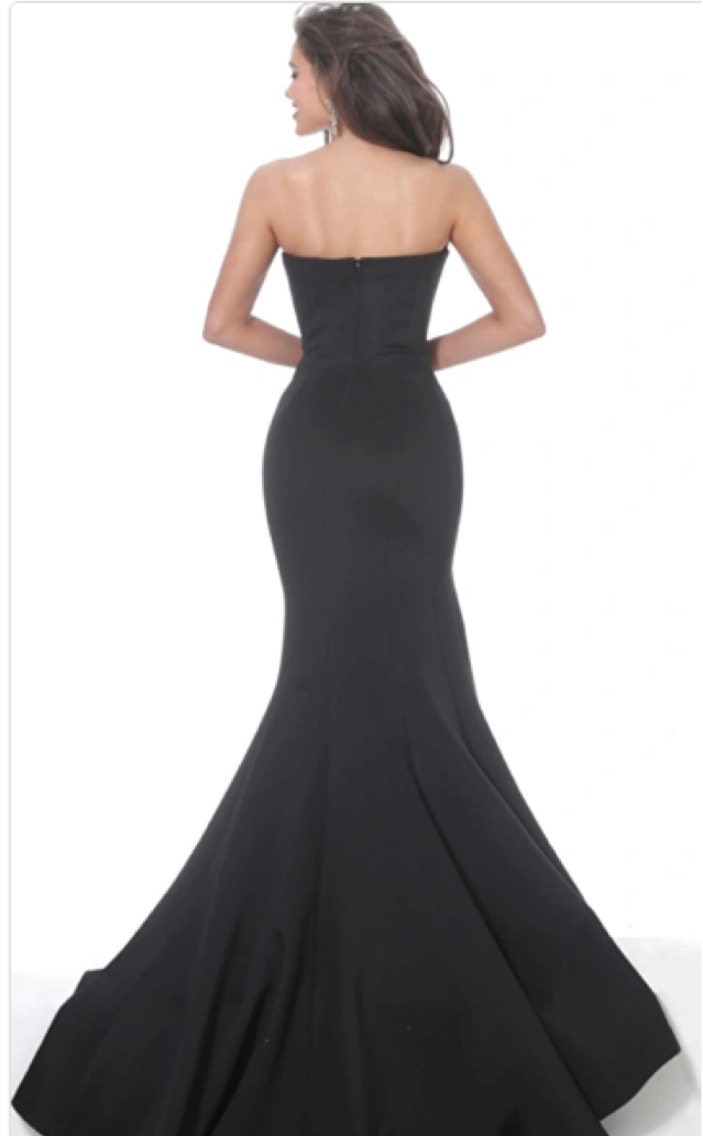 Jovani 94366 - Strapless Straight Neck Scuba Evening Gown