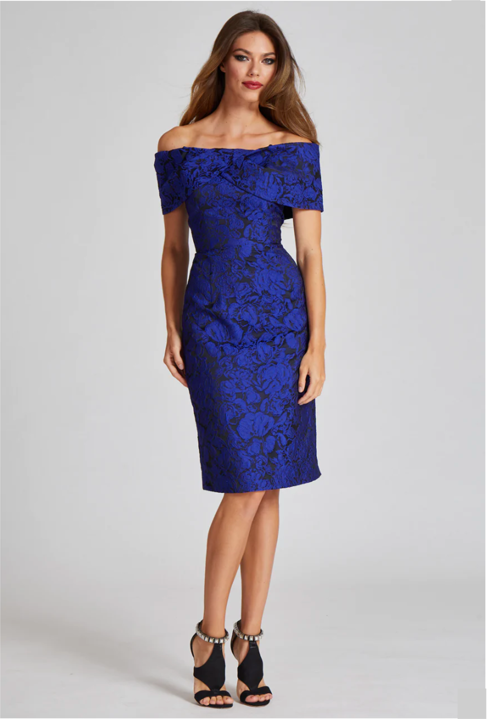 Teri Jon - 239221 - Jacquard 2 Tone Cocktail Dress