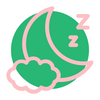 Graphic of a crescent moon and sleeping Zzz's