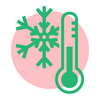 Graphic of a thermometer and a snowflake