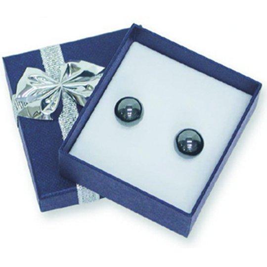 M&M DF3EBL Blue Bowtie Linen Earring Box - productsourceguys product image