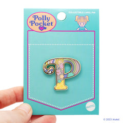 Polly Pocket "P" Pin on packaging