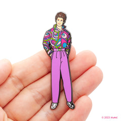 Totally Hair Ken Enamel Pin held by hand for size reference