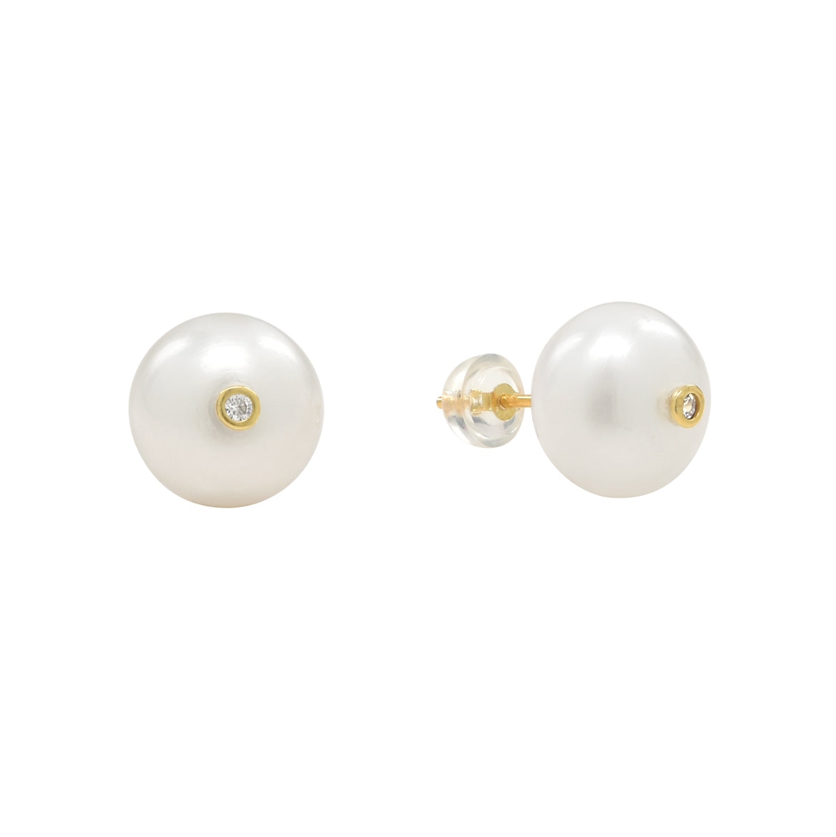 Pearl Studs with CZ