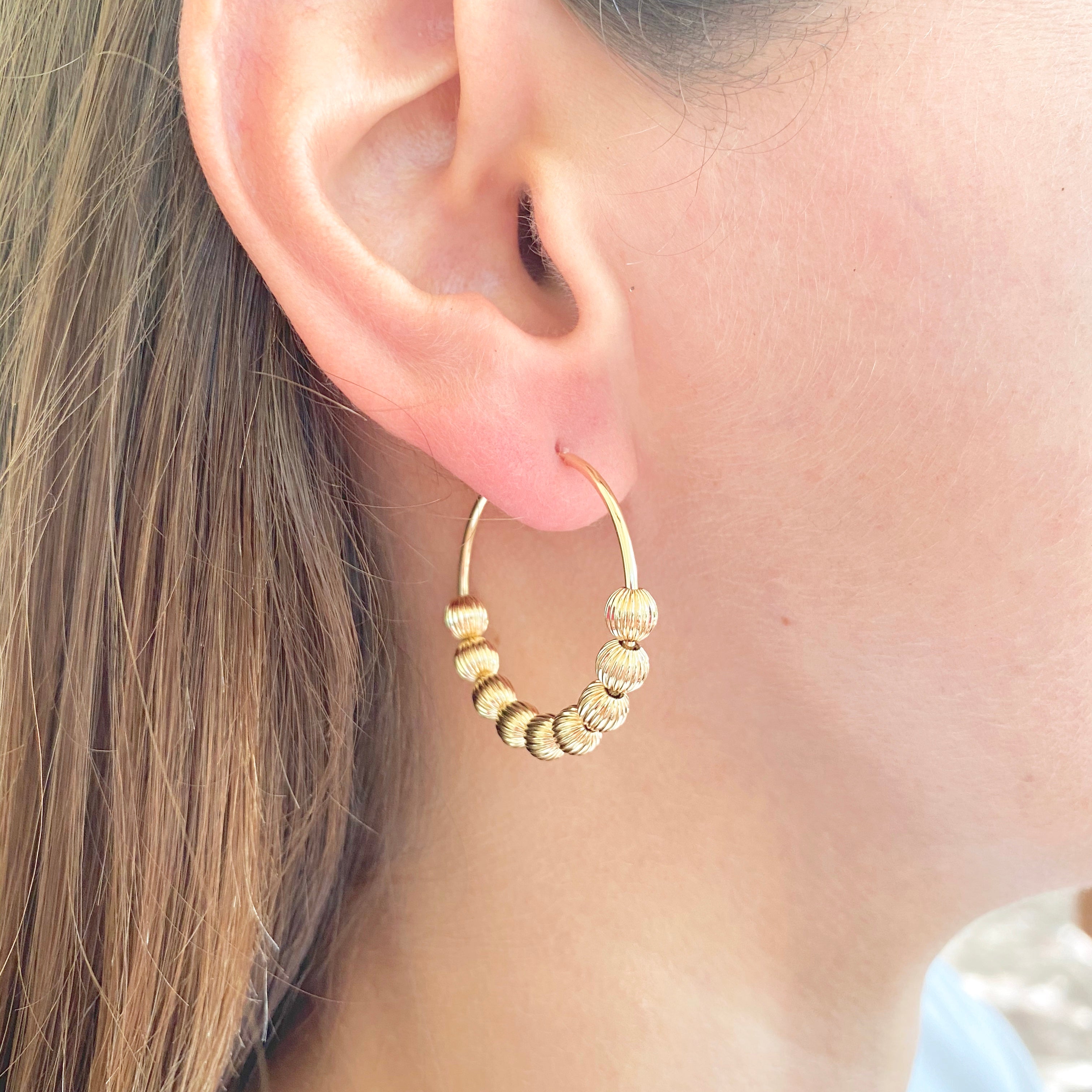 Gold Multi Bead Hoop