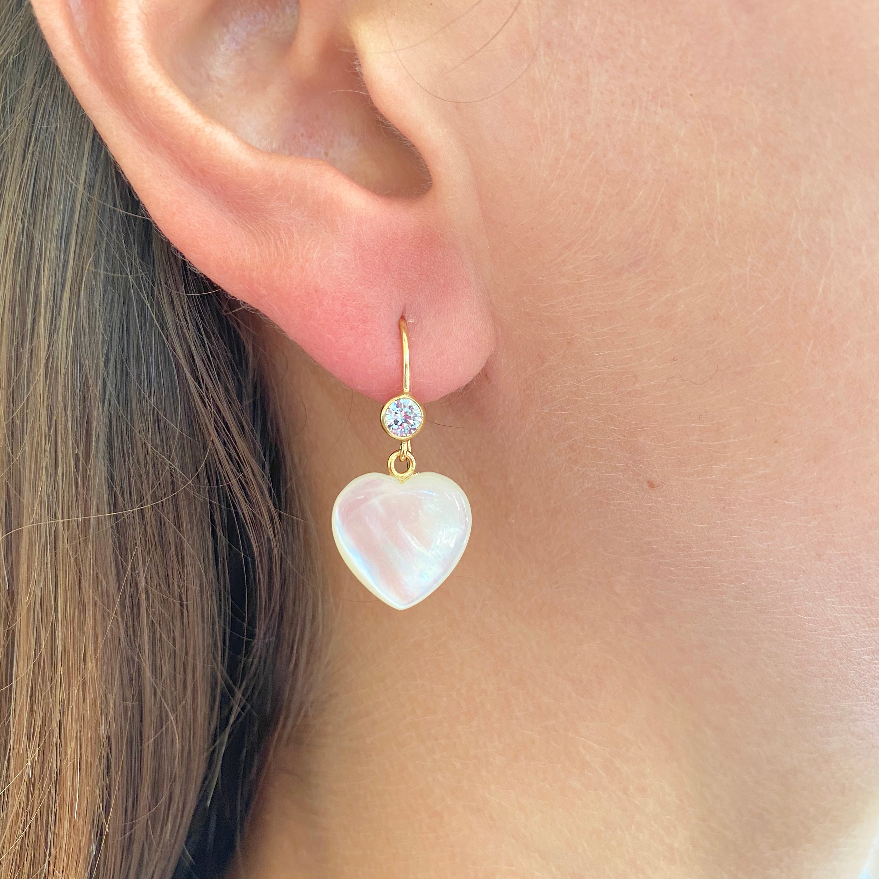 Pearl Puff Hearts with CZ Accent