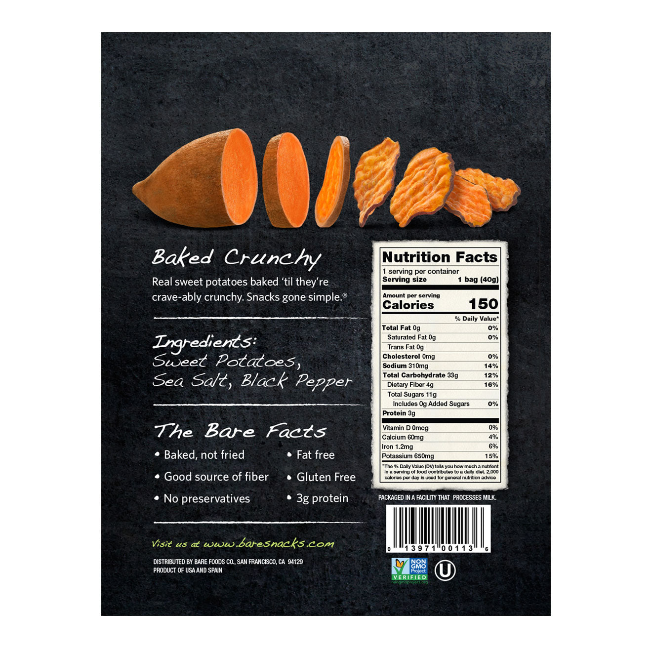 Sea Salt Sweet Potato Chips Bare Snacks