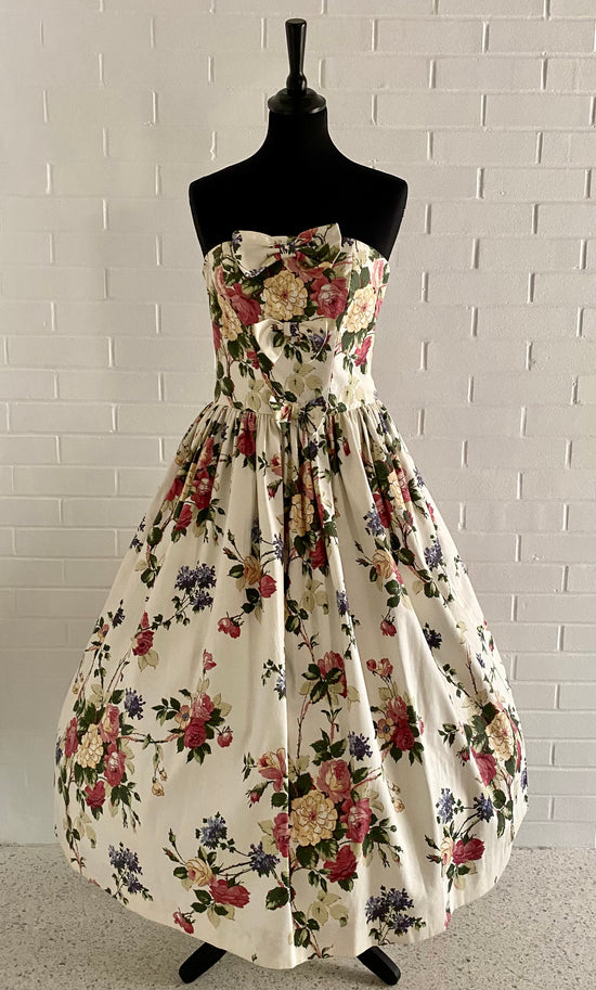 1980s S.G.Gilbert Strapless Flowered Dress – Retro Kandy Vintage