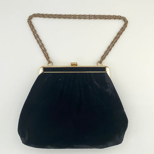 Vintage MM Purse Morris Moskowitz Black Velvet Evening Bag Coin Purse 50s