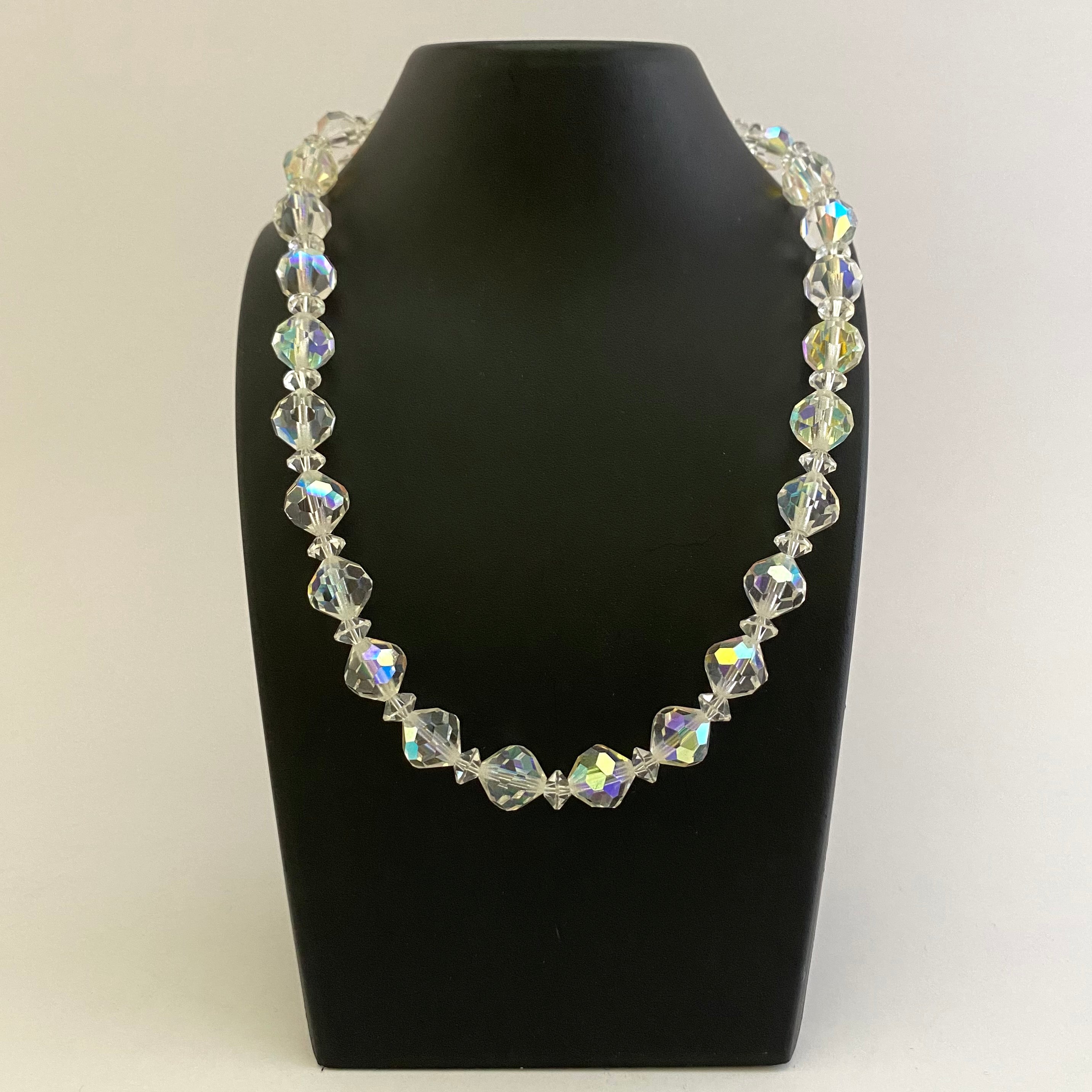 Gorgeous Vintage Necklace Aurora Borealis Rhinestone with Faceted Black  Crystal Drops - The Jewelry Stylist