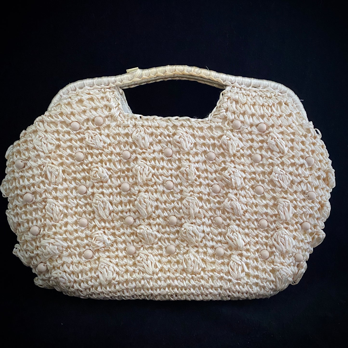 Late 60s/ Early 70s Made In Japan Raffia & Bead Bag - Retro Kandy Vintage