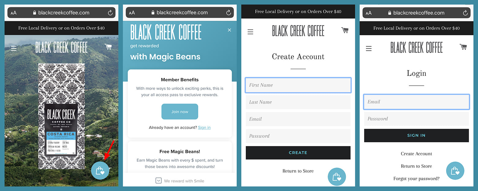 black creek coffee magic beans rewards login