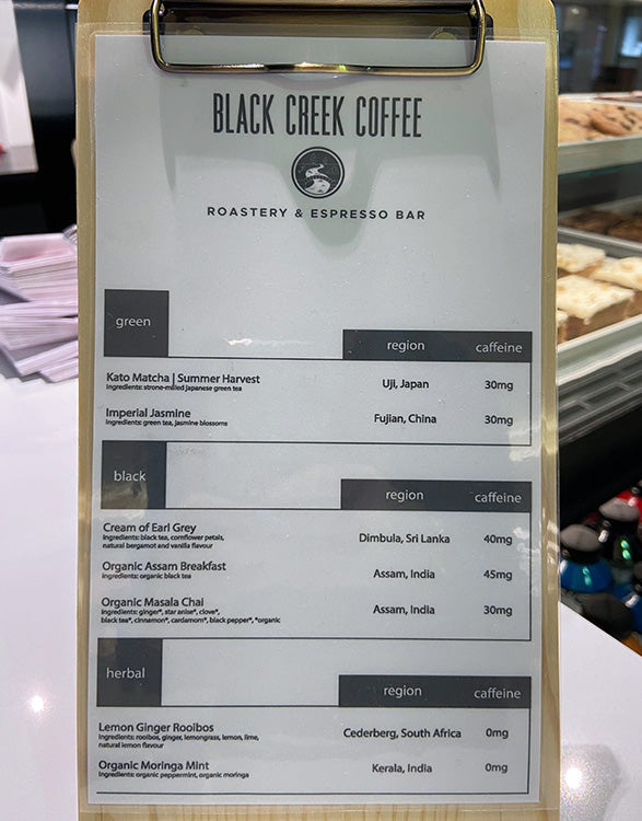 which coffee drink has the most caffeine espresso bar tea menu genuine