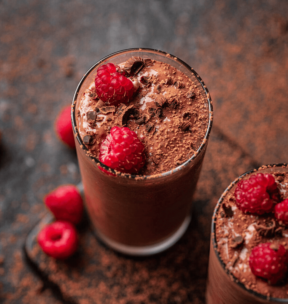 Chocolate raspberry dairy-free protein shake 