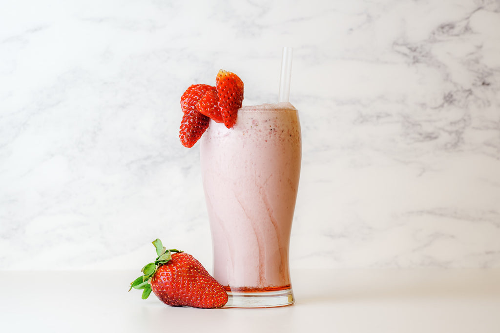 Strawberry banana dairy-free protein shake