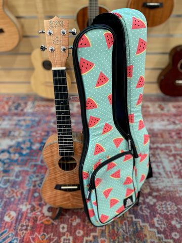 Bondi Tiger Oak Concert Electric Ukulele - Watermelon GIg Bag - Pickup Buzzing