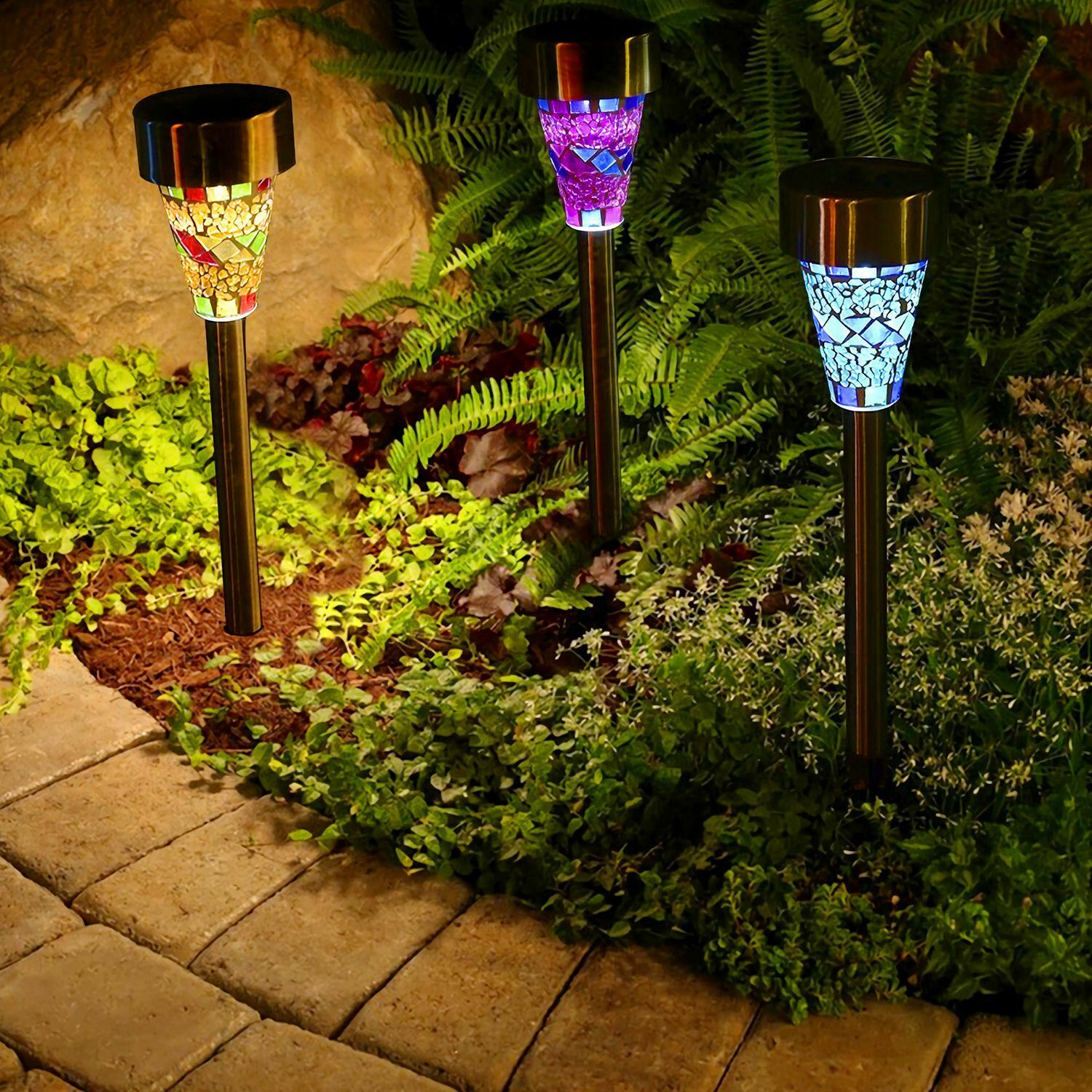 mosaic solar pathway lights