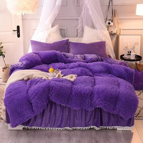 Fluffy Duvet Cover Pompoms Fringe Ruffles