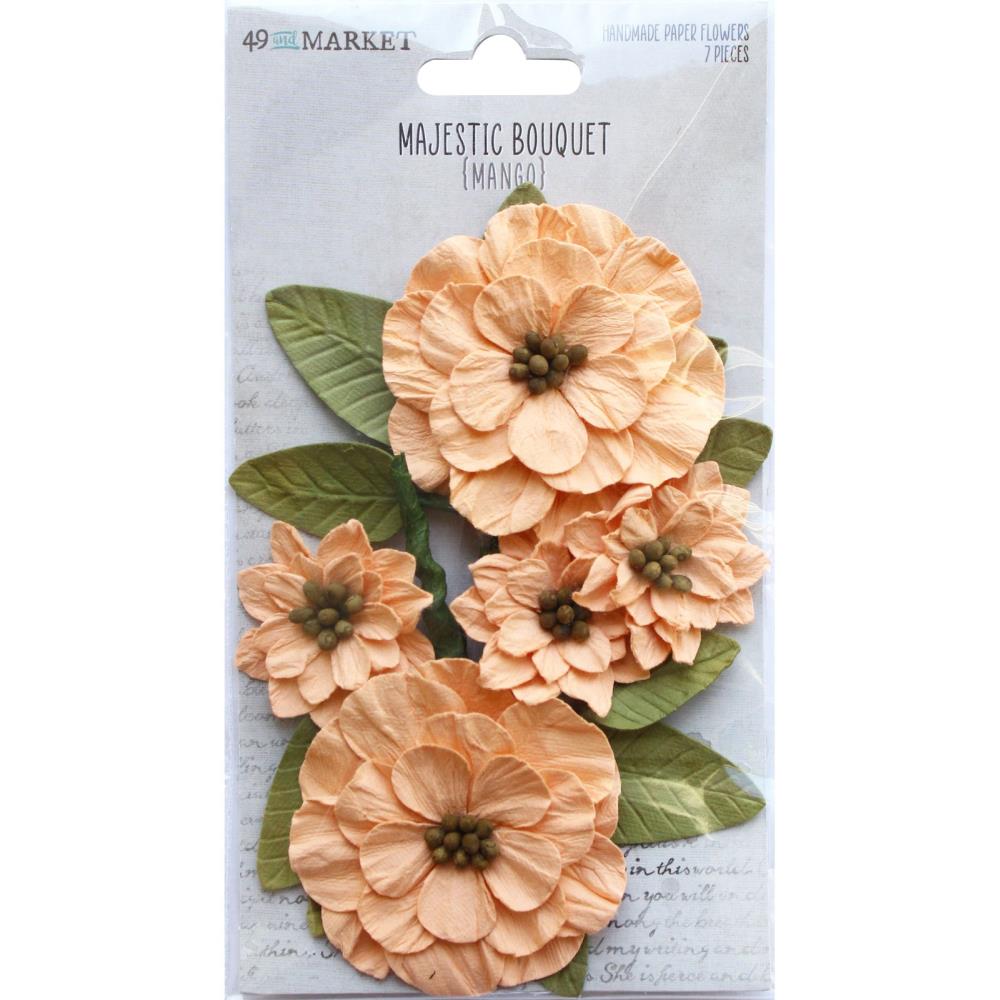 49 and Market Majestic Bouquet Paper Flowers: Mango (49MB34161)