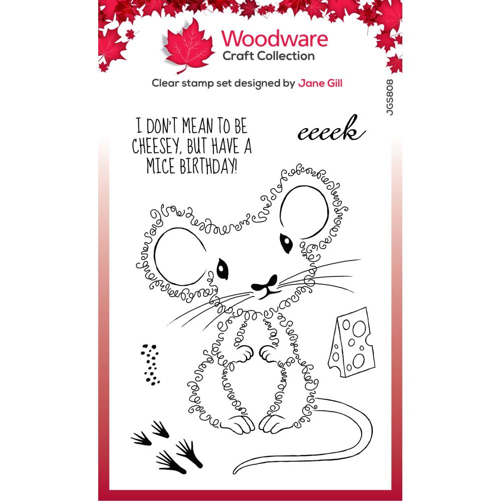 Woodware 4"x6" Clear Stamp: Fuzzie Friends, Maisie The Mouse (JGS808)